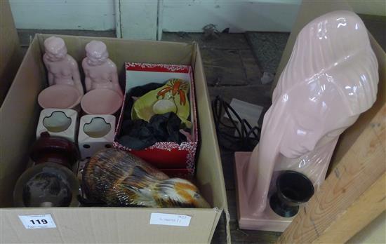 Pr 1950s figures, lamp, Carltonware etc.(-)